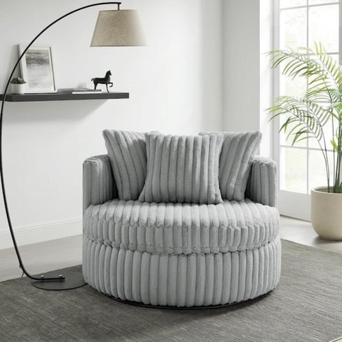 ريكة مفردة دوارة 360° من قماش الكوردروي الكريمي