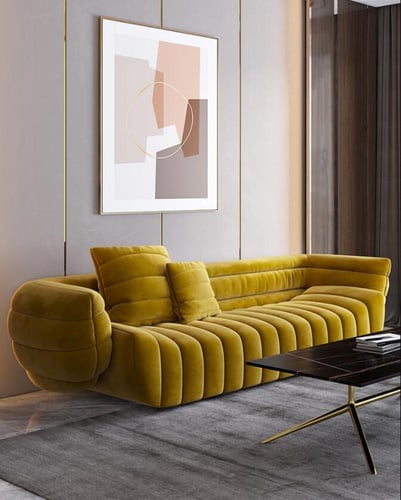 كنبة بتصميم فني ناعم من المخمل الفاخر