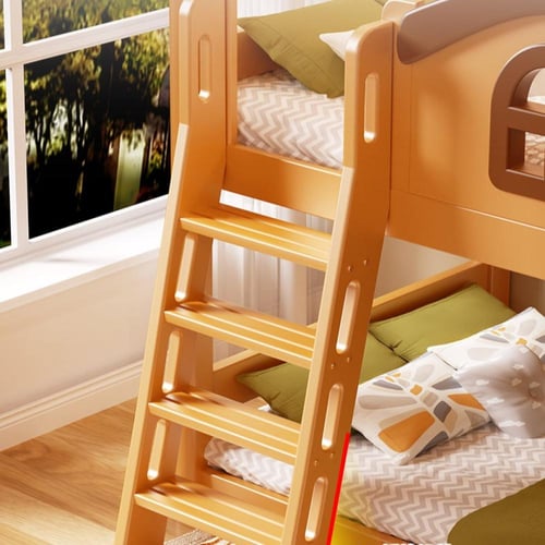سرير بطابقين للأطفال من الخشب الصلب – مع مساحة لعب...