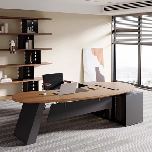مكتب تنفيذي فاخر من الخشب الصلب – تصميم عصري ذكي