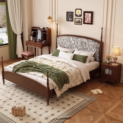 سرير خشب صلب بالطراز الفرنسي العتيق – فخامة عملية...