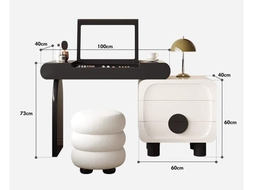طاولة تزيين عصرية بتصميم باندا مع مرآة قابلة للطي