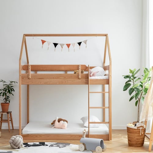 سرير بطابقين من خشب الكرز