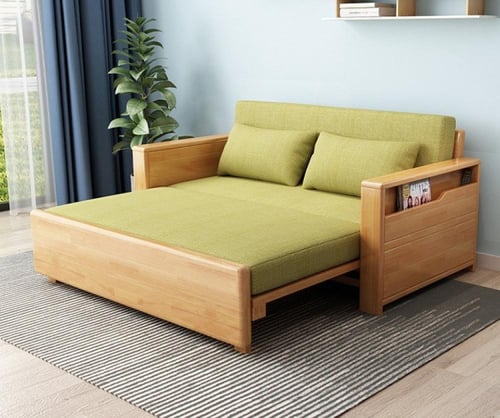 أريكة سرير خشب صلب متعددة الوظائف – قابلة للسحب مع...