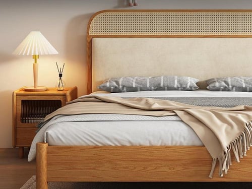 سرير مزدوج نوردي من الروطان