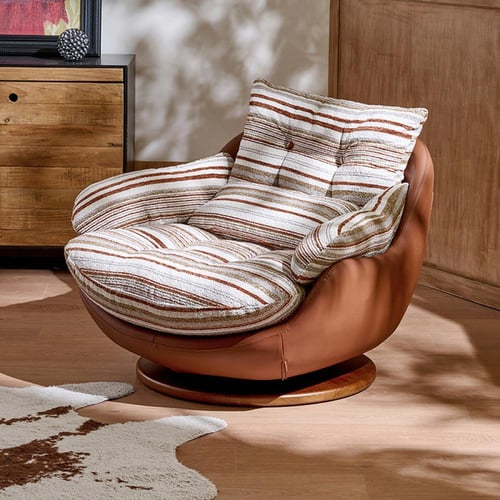 كرسي مفرد بوهيمي مع مسند للقدمين