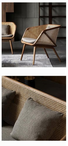 طقم أريكة من الخيزران مستوحى من الطراز الإسكندنافي