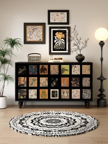 خزانة مدخل من الخشب الصلب بأربع أبواب