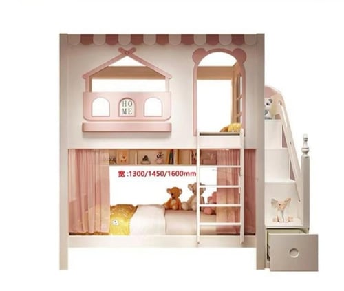 سرير بطابقين للبنات بتصميم قلعة الأميرة