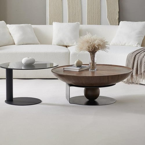 طاولة قهوة دائرية إيطالية – قطر 90 سم