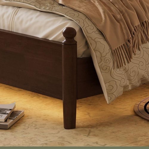 سرير خشبي صلب بتصميم فرنسي كلاسيكي منجد – فخامة مر...