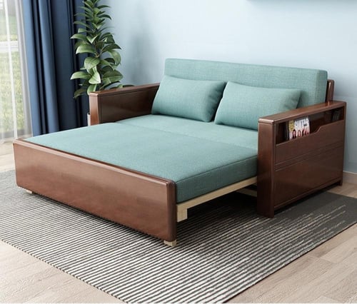 أريكة سرير خشب صلب متعددة الوظائف – قابلة للسحب مع...