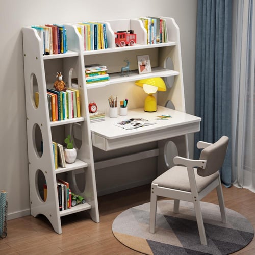 مكتب دراسي مع رف كتب مدمج