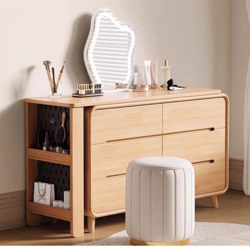 طاولة تزيين مع خزانة ستة أدراج ومرآة سحابية بإضاءة...