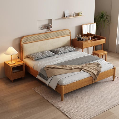 سرير مزدوج نوردي من الروطان