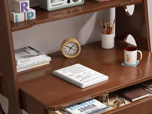 مكتب دراسي مع رف كتب مدمج