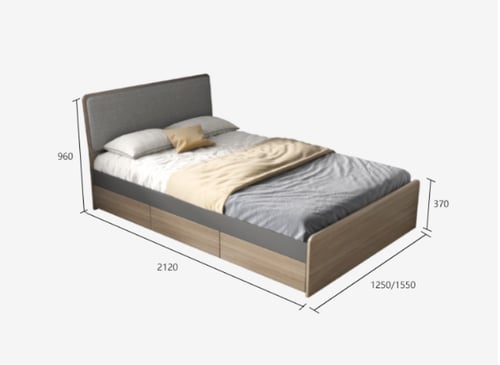 سرير مفرد بأدراج تخزين مدمجة