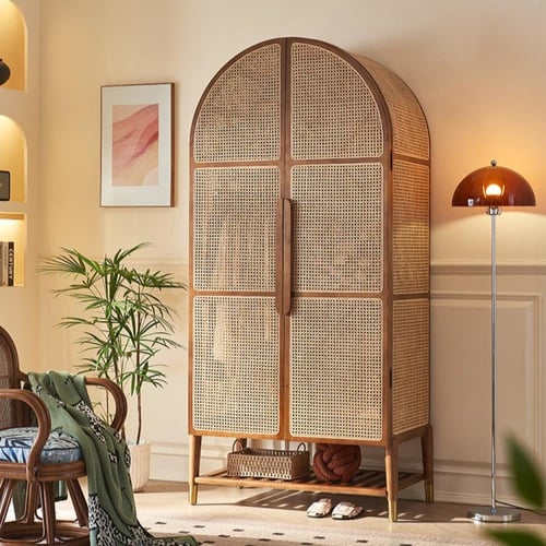 خزانة ملابس من الخشب والروطان – طراز وابي سابي بلم...