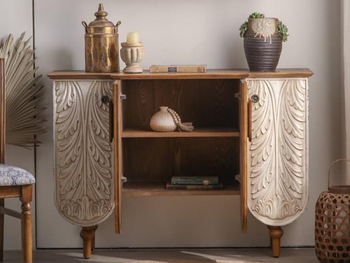 خزانة مدخل مزخرفة من الخشب الصلب – طراز فرنسي كلاس...