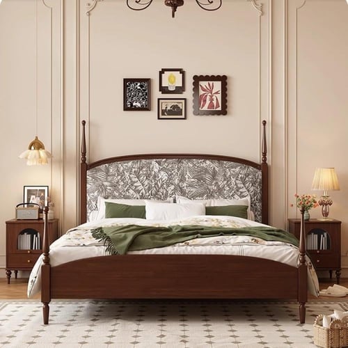 سرير خشب صلب بالطراز الفرنسي العتيق – فخامة عملية...