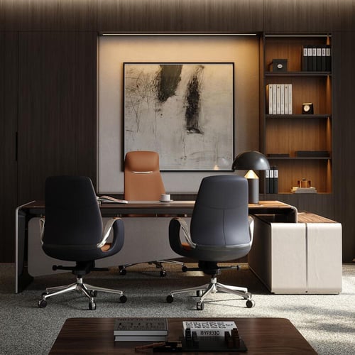 كرسي مكتب تنفيذي فاخر – جلد طبيعي وإسفنج عالي الكث...