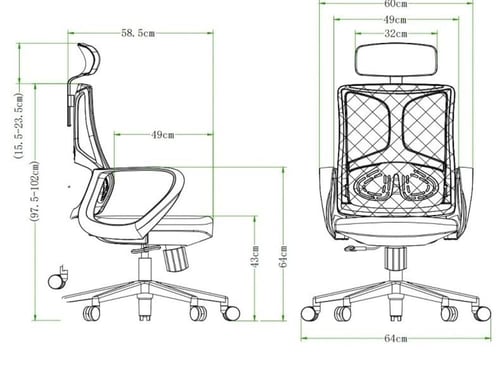 كرسي مكتبي بظهر شبكي بدعم اسفل الظهر