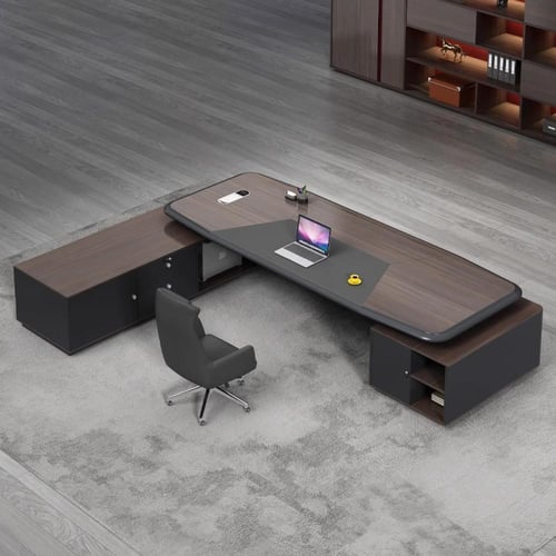 مكتب اداري بتصميم فاخر مع خزانة بأنوار جميلة