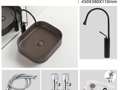 حوض غسيل مستطيل بني – تصميم رفيع على طراز شمال أور...