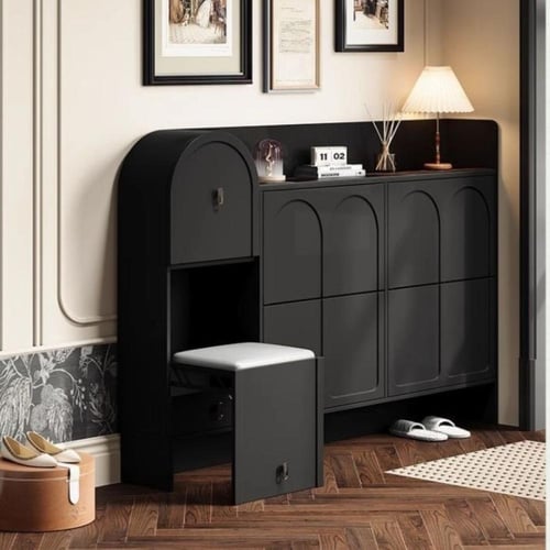 خزانة أحذية عملية بتصميم أنيق مع مقعد