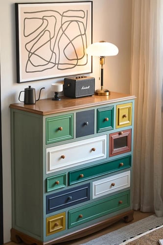 خزانة الأدراج الملونة على الطراز الأمريكي