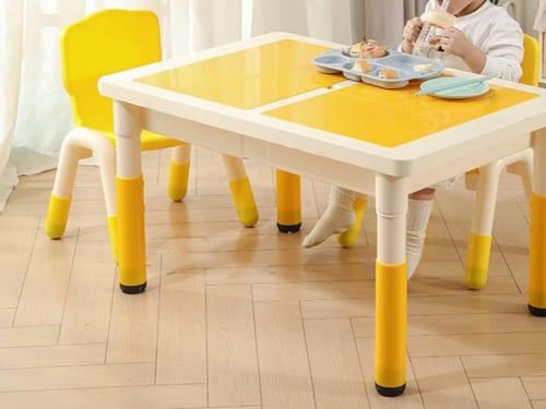 طاولة مكعبات بناء متعددة الوظائف للأطفال – مع كراس...