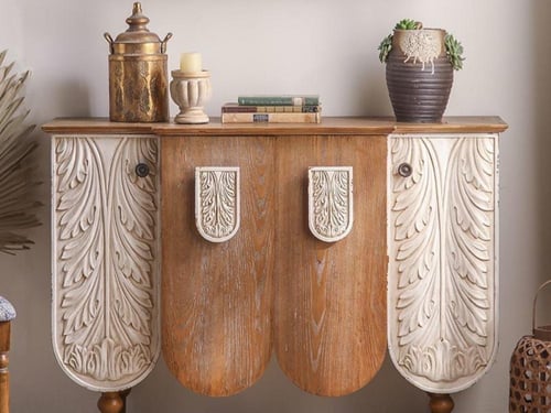 خزانة مدخل مزخرفة من الخشب الصلب – طراز فرنسي كلاس...