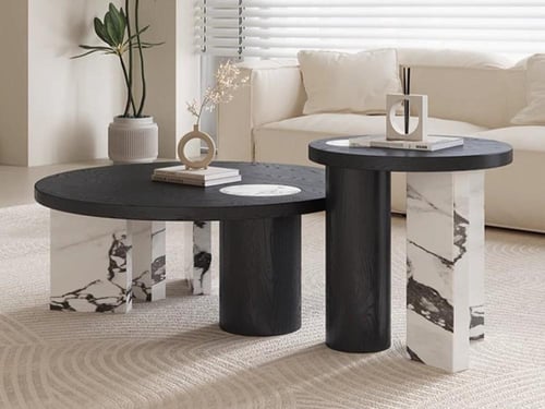 طقم طاولات قهوة دائرية إيطالية (قطعتان)