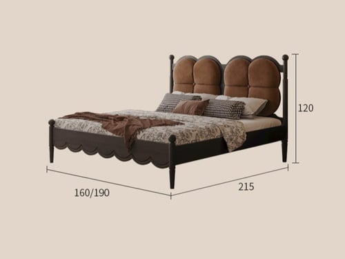 سرير مزدوج فرنسي عتيق بظهر مرتفع