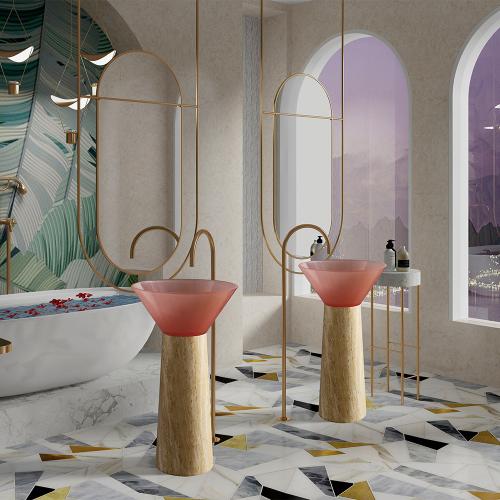 حوض غسيل فندقي متكامل من الراتنج الشفاف بتصميم هند...
