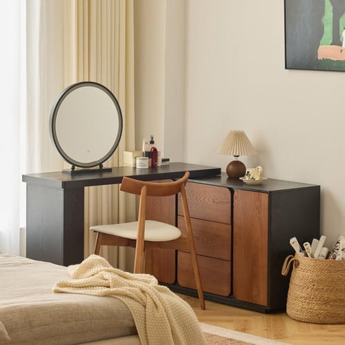 طاولة تزيين متعددة الاستخدام مع خزانة جانبية قابلة...