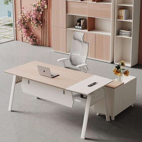 مكتب مدير مع خزانة جانبية – جزء من طقم المكتب العص...