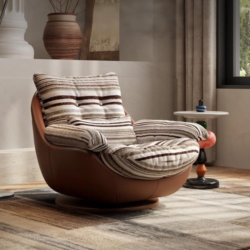 كرسي مفرد بوهيمي مع مسند للقدمين