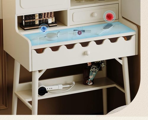 طاولة تزيين صغيرة بلون كريمي – تصميم عصري بسيط مع...