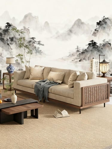 أريكة خشب مع مقاعد واسعة