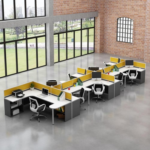 مكاتب موظفين باللون الاصفر