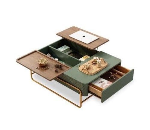 طاولة قهوة عصرية متعددة الوظائف مع تخزين ذكي