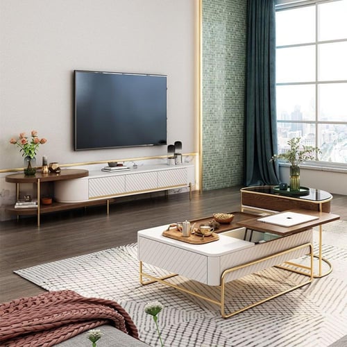 طاولة قهوة عصرية متعددة الوظائف مع تخزين ذكي