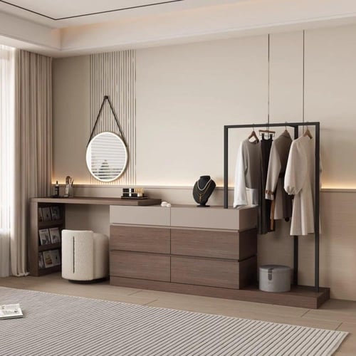 وحدة تسريحة ورف معاطف خشبية متعددة الوظائف بتصميم...