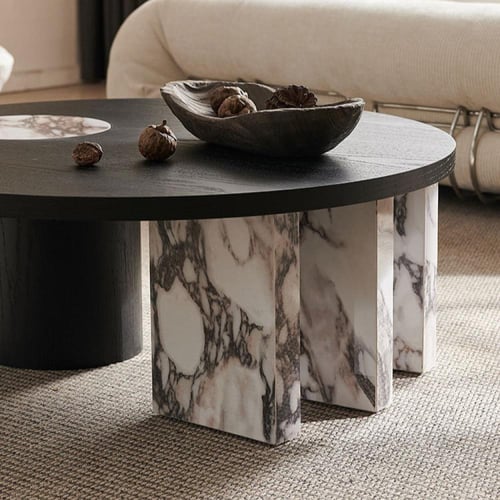 طقم طاولات قهوة دائرية إيطالية (قطعتان)