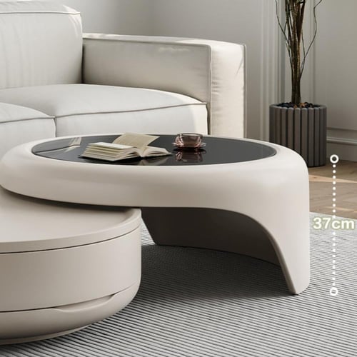 طاولة قهوة عصرية بتصميم كريمي فاتح (قطعتان)