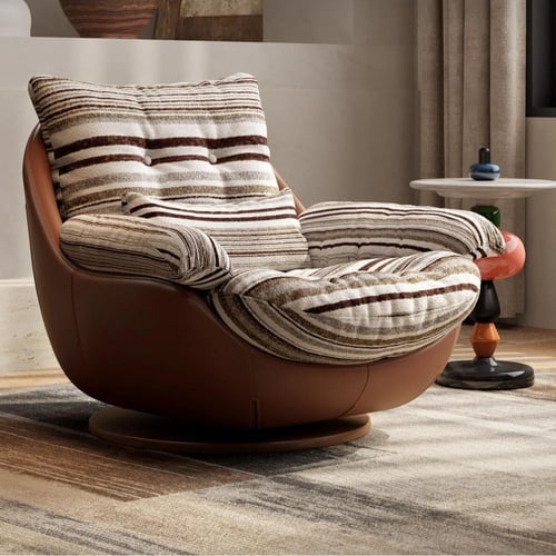 كرسي مفرد بوهيمي مع مسند للقدمين