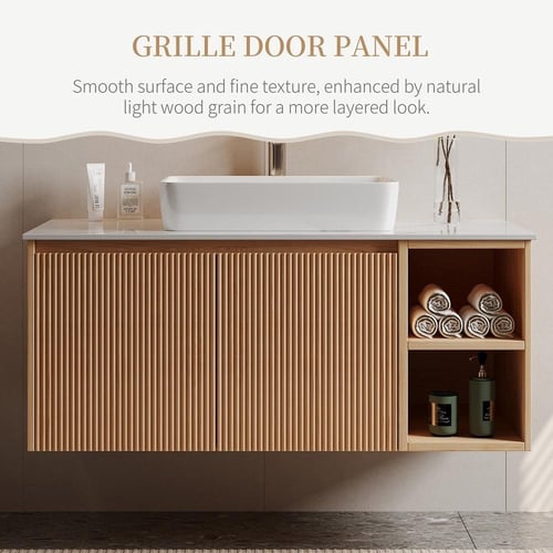 أثاث حمام خشب بلوط مع أسطح رخامية فاخرة