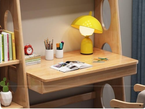 مكتب دراسي مع رف كتب مدمج