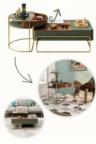 طاولة قهوة عصرية متعددة الوظائف مع تخزين ذكي